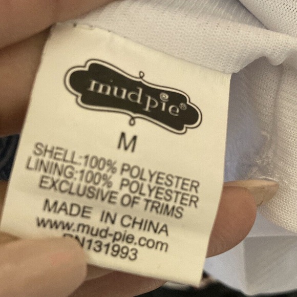 Mudpie Dress Womens Size Medium Blue White Mosaic Print Sleeveless Mini - Picture 11 of 13